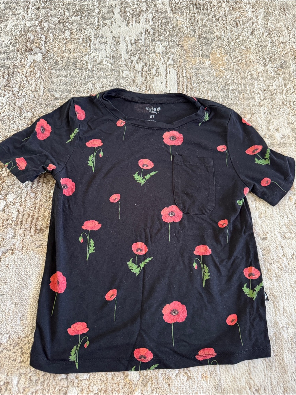Kyte Baby Black Poppy Pocket Tee 5T